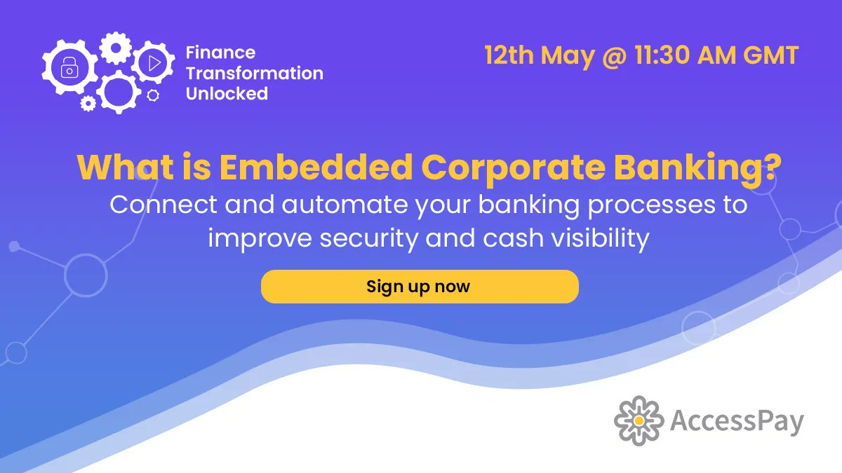 Manchester Digital (@mcrdig) on Twitter photo Embedded Corporate Banking is here to help finance professionals.
Join <a href="/Access_Pay/">AccessPay</a> as they delve into modern finance and treasury teams' greatest corporate banking challenges - as well as how they can be solved by joining the 4th Wave of Banking ➡️ buff.ly/3vX1xxa Embedded Corporate Banking is here to help finance professionals.
Join <a href="/Access_Pay/">AccessPay</a> as they delve into modern finance and treasury teams' greatest corporate banking challenges - as well as how they can be solved by joining the 4th Wave of Banking ➡️ buff.ly/3vX1xxa
