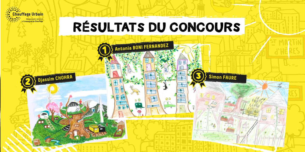 🏆 Résultats du concours « Ensemble, dessinons les énergies de demain ! »🏆
C’est Antonia, 6 ans 🥇 Djassim, 11 ans 🥈 et Simon, 8 ans 🥉 qui remportent respectivement la 1ère, 2e et 3e place. Félicitations ! 🎉
RDV à eux le mardi 17 mai pour la remise des prix🌞