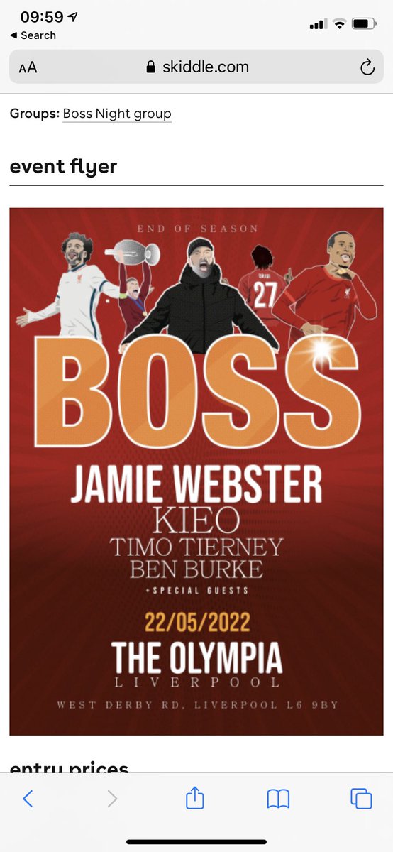 Kate223110's tweet photo. Looking for 1x standing ticket for #LiverpoolOlympia Sunday 22May for my birthday! Come ooooooon people! Please give me a DM if you hear of any. Cheers #JamieWebster #LiverpoolFC #Liverpool #EndOfSeasonParty #BossNight https://t.co/ToIt4PVsGc