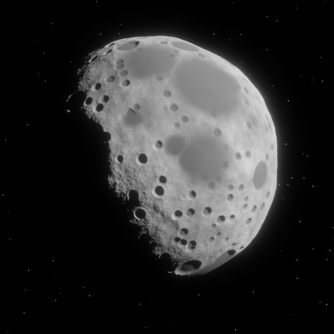 stelzertech's tweet photo. A procedural moon made in Blender and Cycles. Background starfield inspired by @cbaileyfilm, material inspired by asteroid material from ryankingart on youtube.

Follow, like and leave a comment if you please. 

#blender3d #blenderart #procedural #spaceart #moon #cyclesrender https://t.co/f3kzO3uMoI
