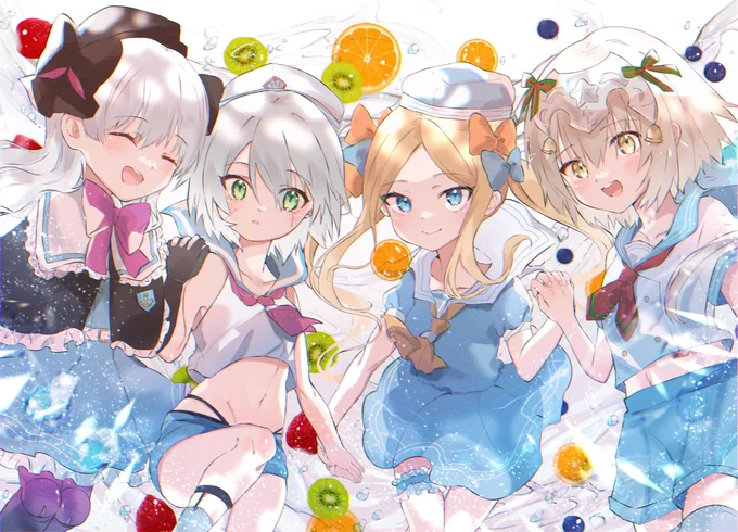夏のなかよし4人組🍋🫧
(ナーサリー/ジャック/アビー/邪ンヌリリィ)

 #Fate #FGO #FateGO 