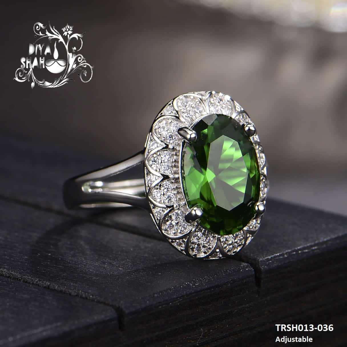 Carlton London Gold Plated Green Stone Studded Contemporary Finger Rin –  Carlton London Online