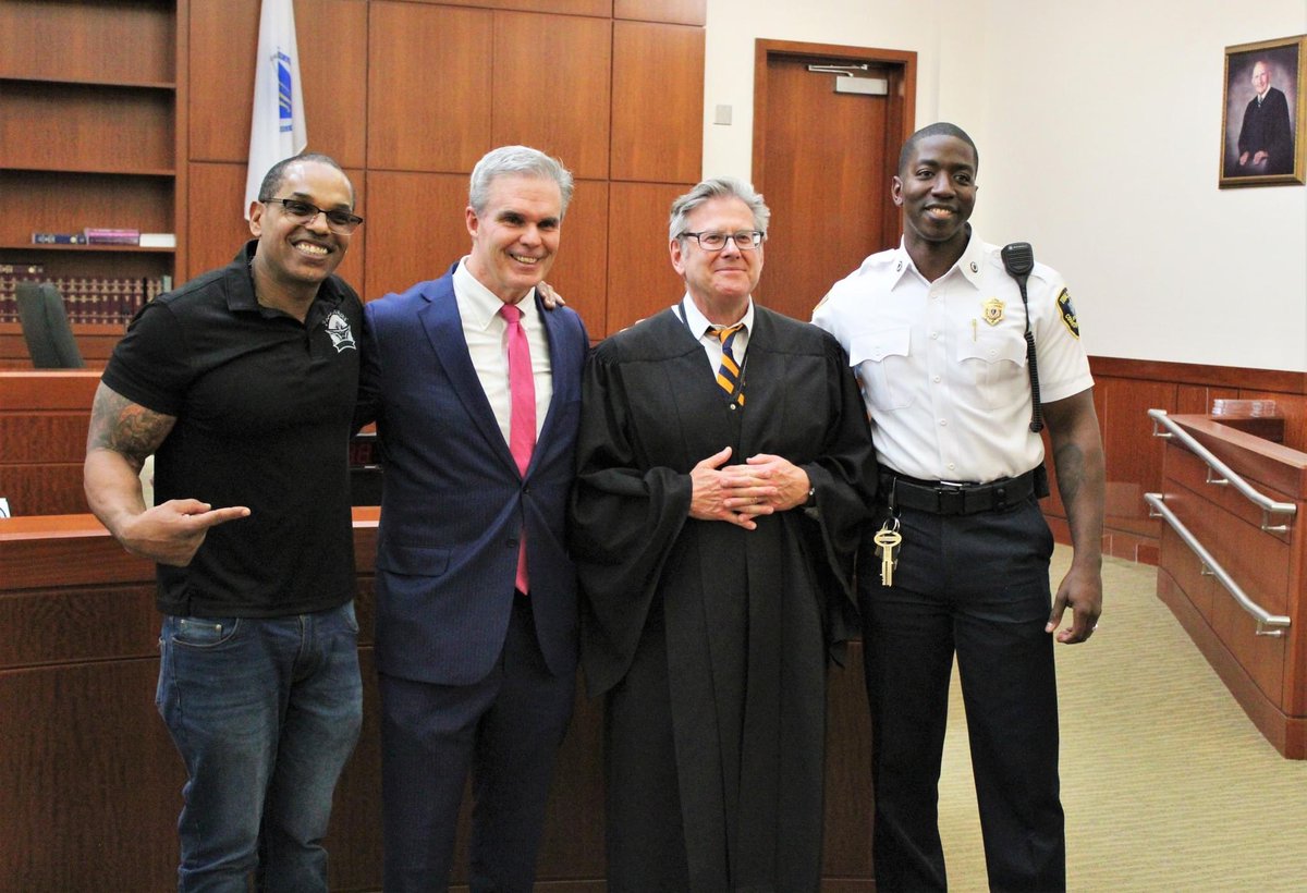 worcesterda's tweet photo. It was an honor to speak with the students at the @NSWPres with Derrick Kiser, Judge Allard-Madaus and Woodrow Adams as we toured the Worcester Courthouse. This is a space for all as we pursue justice and advocate for others. Thank you to the students for their great questions! https://t.co/1E9i14Mt8g