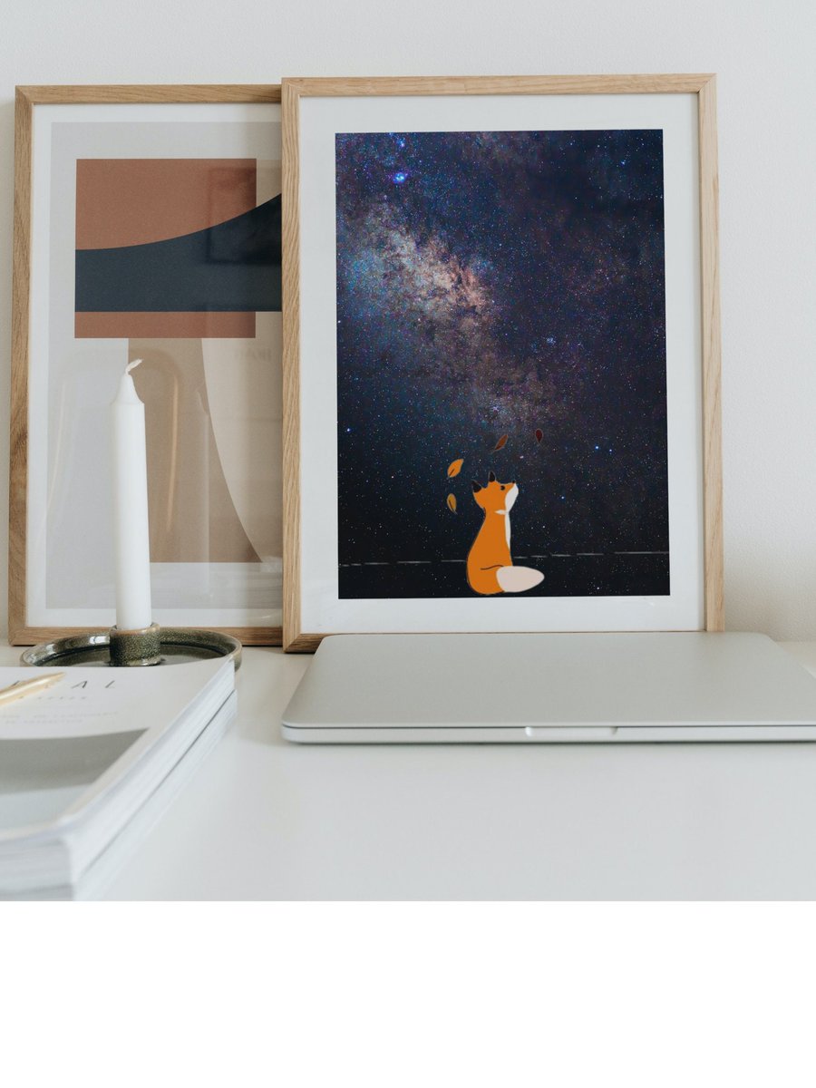 NinaAkeson's tweet photo. Excited to share the latest addition to my #etsy shop: Fox looking at the starry sky print,fox print, space print, mystical artwork https://t.co/9HJtCJw4FD https://t.co/Gphpj5E4u6