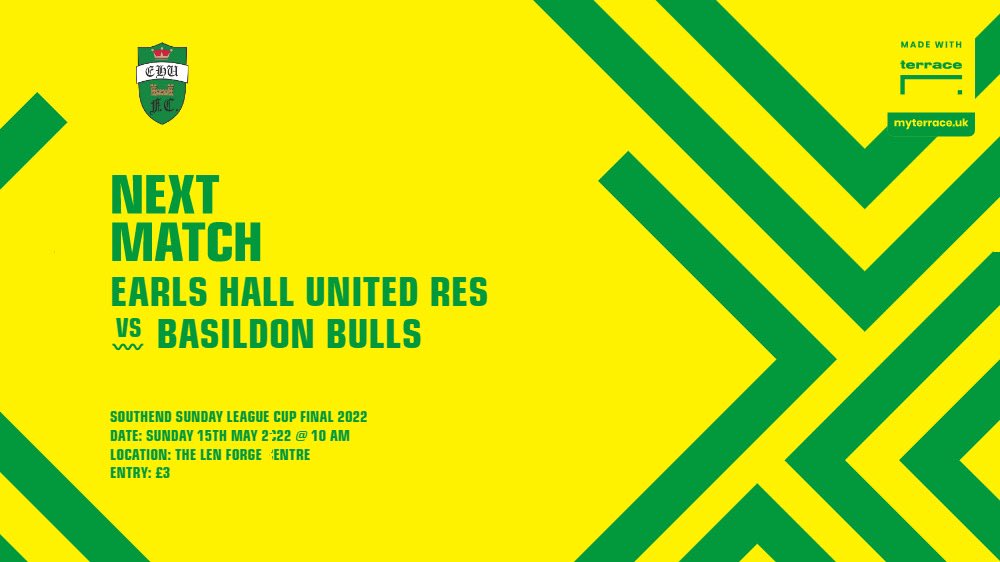 EHU_Sundays's tweet photo. NEXT MATCH 

We're ready to go and do it all again this Sunday and we want even more of you with us!

📆 Sunday 15th May 2022
🏆 @SouthendSunday League Cup 'B' Final
🆚 Basildon Bulls
⏱ 10:00
📍The Len Forge Centre, SS2 6UH
💰 Entry £3 - Cash

#UpTheHall💚💛

@EssexCountyFA https://t.co/kNHuV3aUAA