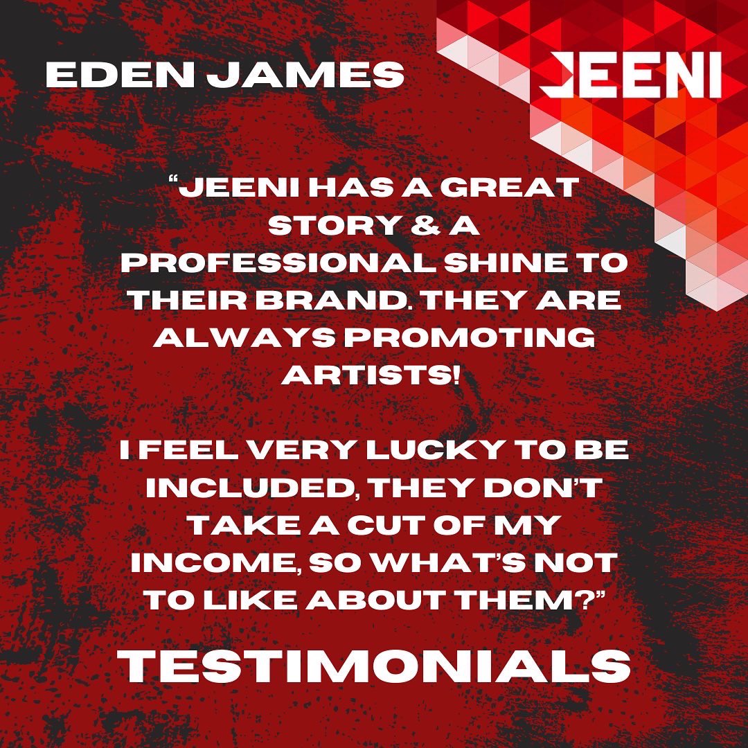 jeenimusic's tweet photo. JEENI TESTIMONIALS - Eden James
You can find him on the Jeeni site!
#jeeni #jeenimusic #newmusic #upcomingartist #independentartist #music #musicindustry #edenjames #quote #jeenitestimonials #artisttestimonials #review #artistreview #tech #musicpromotion https://t.co/Qtv6js4y2B