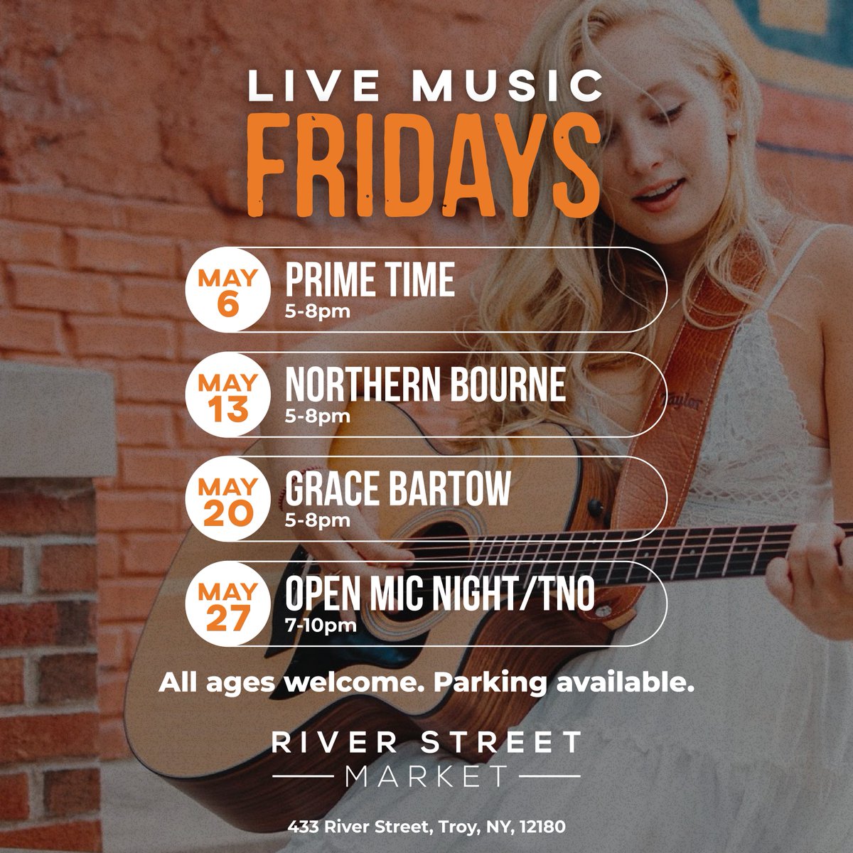 WaterfrontTroy's tweet photo. Join us at the Waterfront District &amp; the River Street Market located at 433 River Street #troyny every FRIDAY for LIVE MUSIC. https://t.co/Sg9J7I1hcj