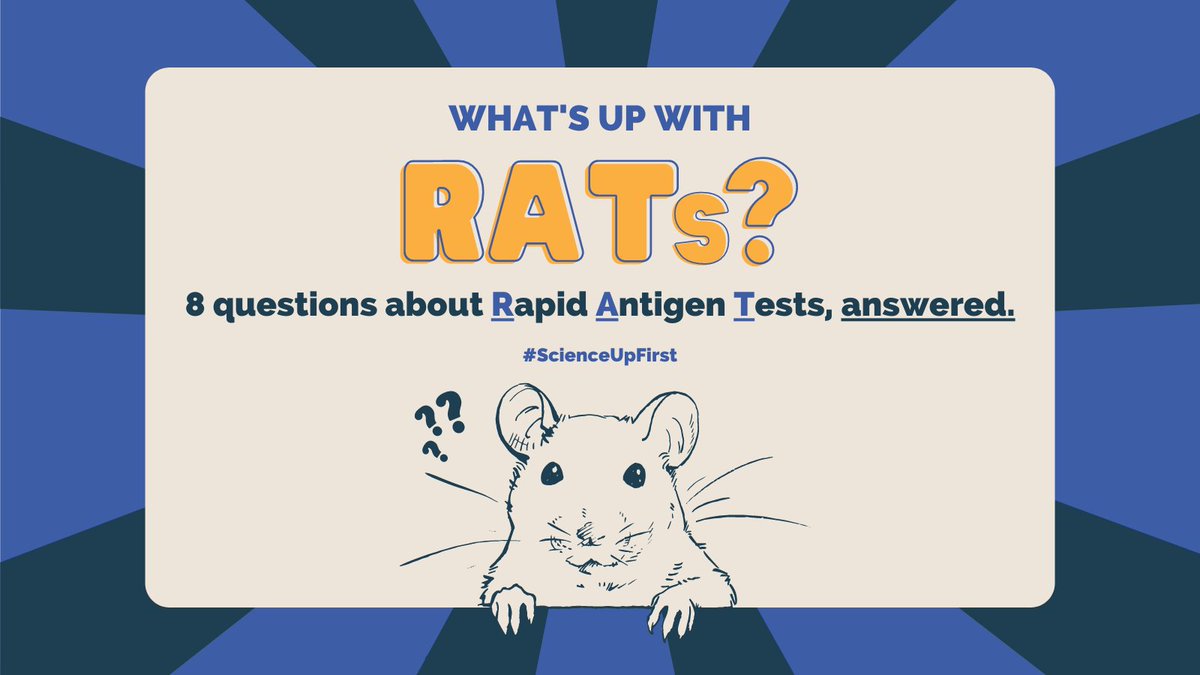 ScienceUpFirst's tweet photo. Eeek! A rat! 🐀

Oh wait… it’s just a RAT!

There’s still lots of confusion about Rapid Antigen Tests (RATs), and we’re here to help! Keep reading to see the answers to the biggest RAT questions. 👇🏻

#ScienceUpFirst

🧵 [1/13] https://t.co/vBDRN7tkKu