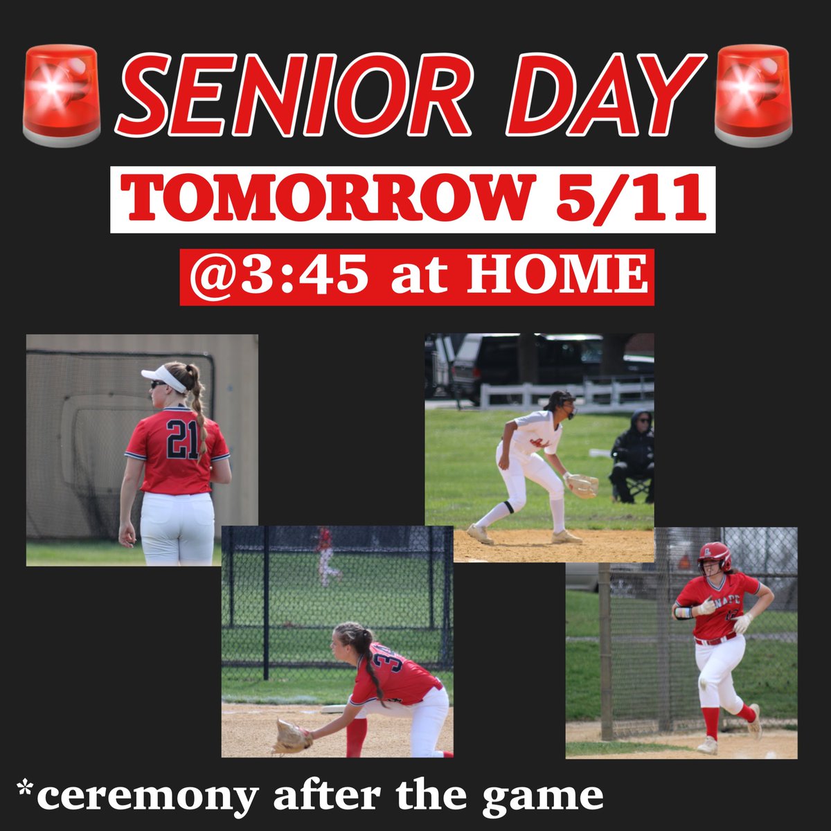 LenapeSoftball's tweet photo. SENIOR DAY TOMORROW‼️‼️ Come support your seniors tomorrow, 5/11 at HOME as we take on CH East!!! Game starts @ 3:45PM, and the ceremony will take place after the game. #lenapesoftball #RollTribe https://t.co/wTsHkXxFxZ