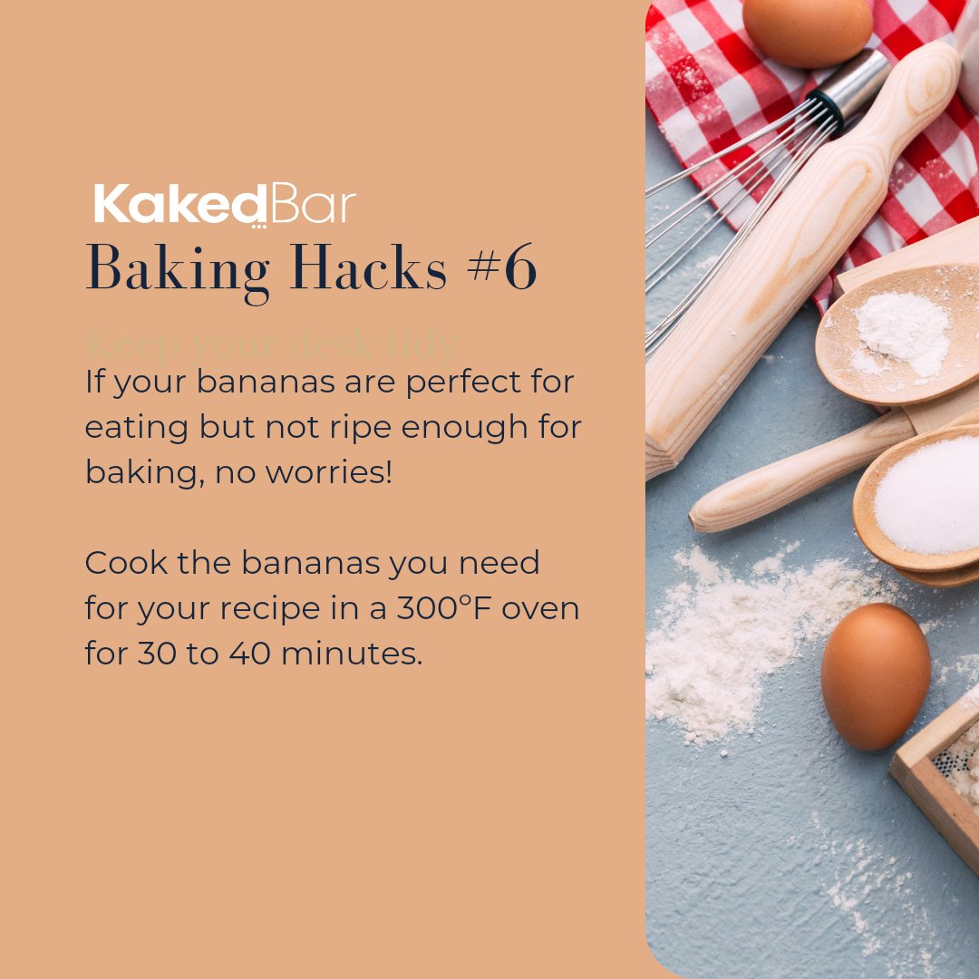 kakedbar's tweet photo. If your bananas are perfect for eating but not ripe enough for baking, no worries! 

Cook the bananas you need for your recipe in a 300ºF oven for 30 to 40 minutes.

Follow @kakedbar for more engaging baking posts. https://t.co/eLsJsmyQWI