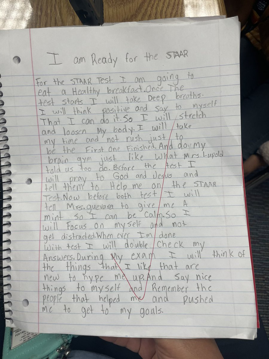 Yady_DeLaFuente's tweet image. Words of affirmation written by a 3rd Grader #HawksUnited #LPGreatThings #STAAR #YouGotThis