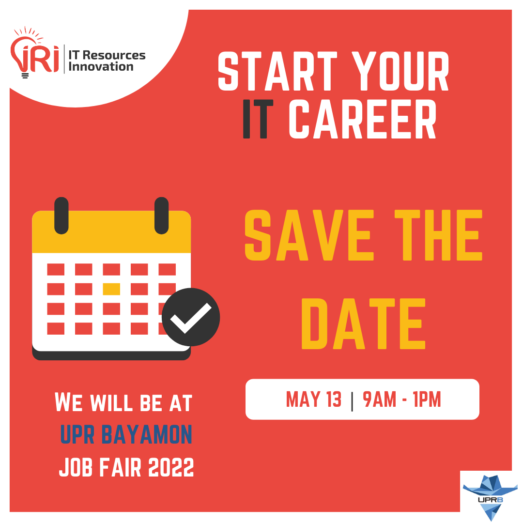 📣WE ARE BACK!📣We will be at UPR BAYAMON JOB FAIR 2022! We will be there to help you ⚡️JUMPSTART⚡️your 💻 IT Career with us! SAVE THE DATE 🗓 May 13 from 9am to 1pm... 
👀SEE YOU THERE!
.
.
.
#InnovateIT #Jumpstart #ITCareer #uprbayamon #fuerzavaqueraenacción #uprbjobfair2022