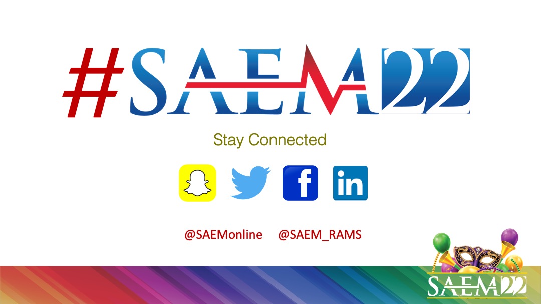 RT #SAEM22 if you're here with us in #NOLA or attending vicariously through our online channels!