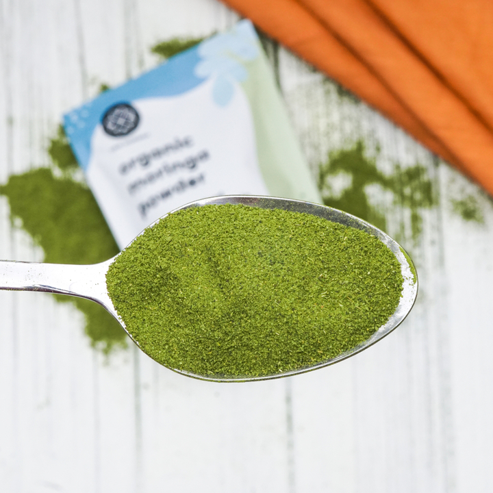 A scoop of our raw, organic, nutritious moringa powder for #texturetuesday! 🌿 Adding one tablespoon of our moringa powder to your daily diet adds as many nutrients as one full serving of vegetables. 

💪 antioxidants
💪 essential amino acids
💪  iron
💪 calcium