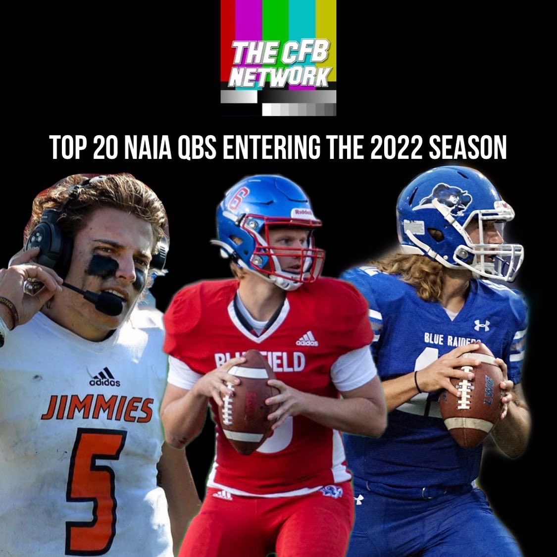 thecfbnetwork's tweet photo. Here are the picks for the CFBNETWORK Top 20 NAIA QBs entering the 2022 season https://t.co/BQOCvyECY6
