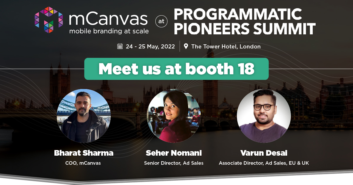 mCanvas_Media's tweet photo. We are thrilled to be at the @programmaticwbr in London from May 24-25. Be sure to catch up with our team Bharat Sharma, Seher Nomani, and Varun Desai at booth no. 18 to explore exciting business opportunities.

#mCanvasStorytellingAds #ProgrammaticBuying #ProgrammaticAds #London https://t.co/Ap3g3TKdFT