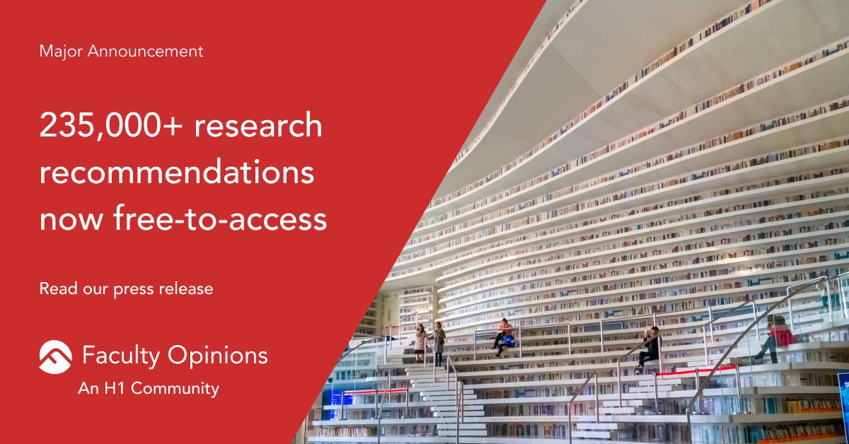 H1Connect's tweet photo. We are delighted to announce that from today all research recommendations in @FacultyOpinions are being made free-to-access for any user, making the insights and opinions of the experts available to all.

Read our press release https://t.co/OQvEW3k5Uv https://t.co/CX9h8wpnBf
