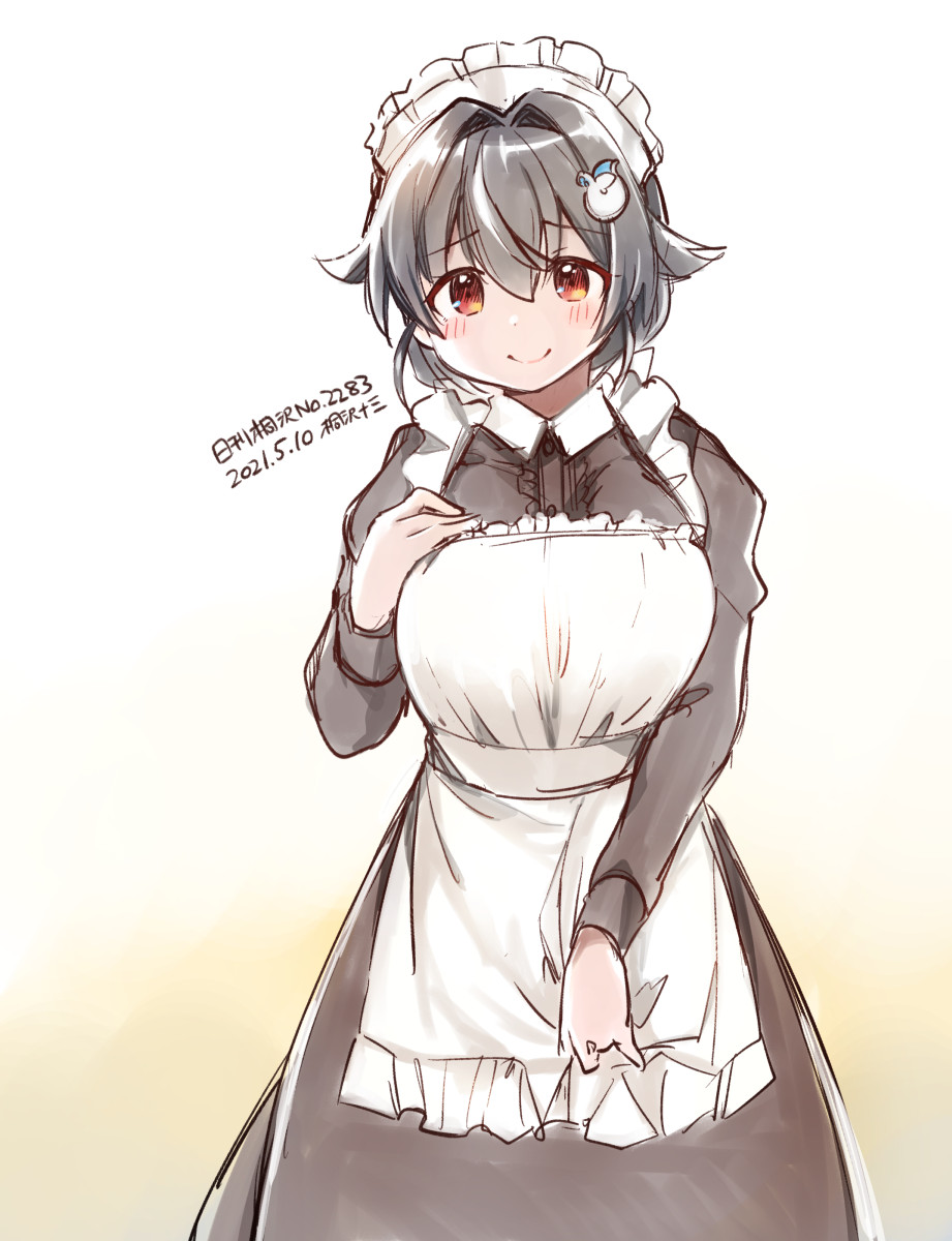 long hair multiple girls maid white apron hair rings apron enmaided  illustration images