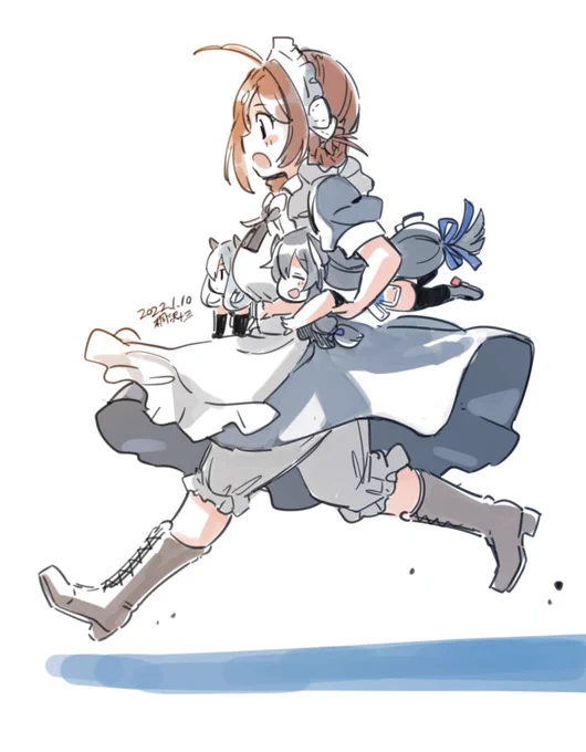 迅鯨ちゃん長鯨ちゃんメイド 
