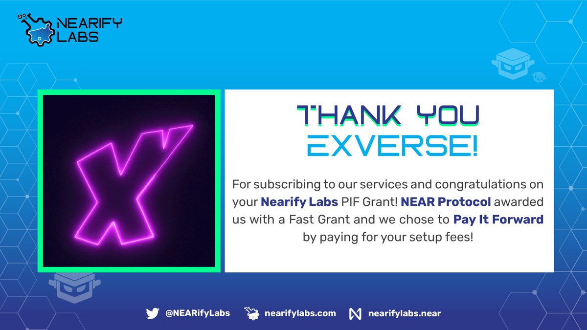 NEARifyLabs's tweet photo. Another great #NEAR team we are now working with! @exverse_io 

@NEARProtocol #NEARNFTs #NEARverse https://t.co/6cSRcMTjpB