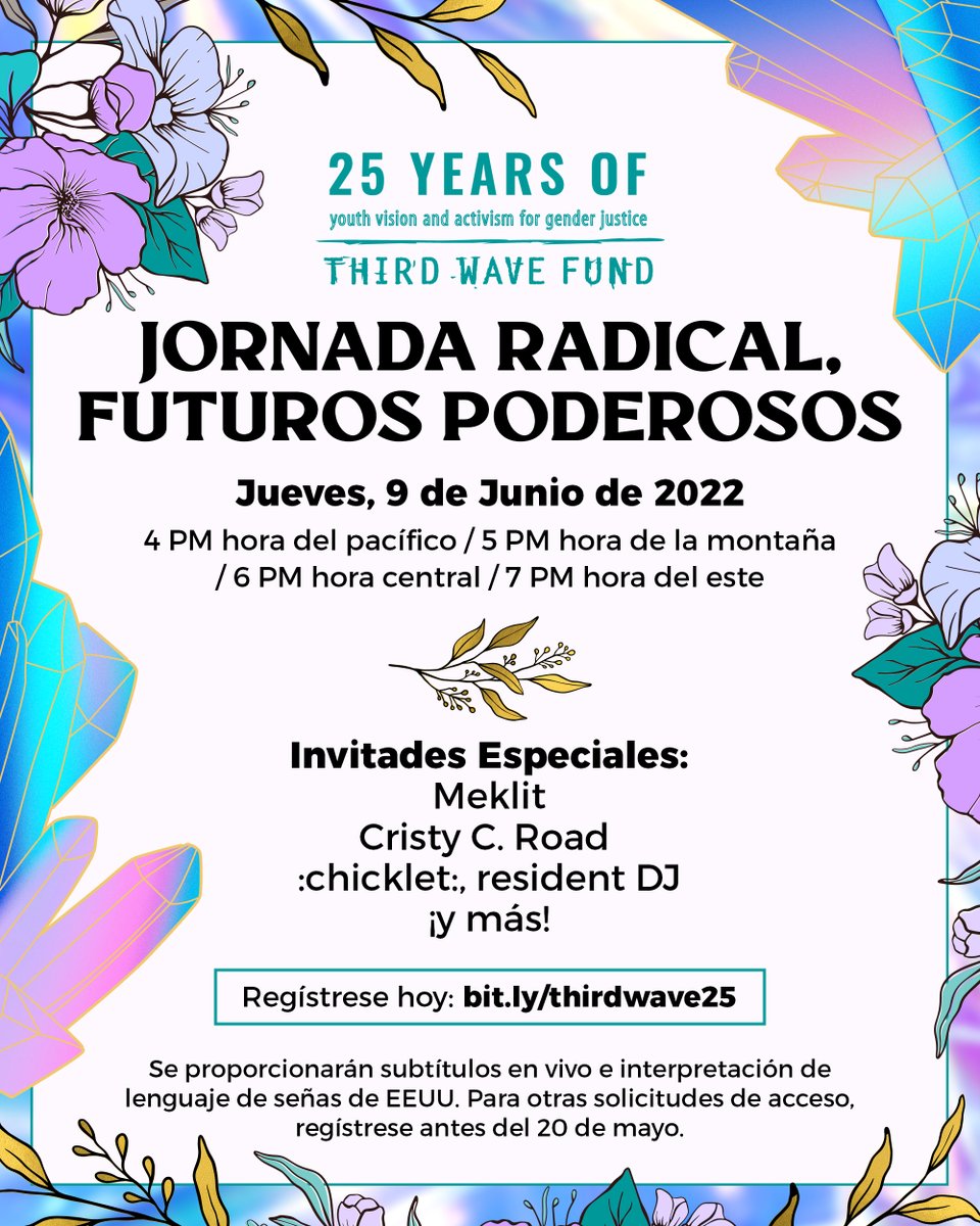 3Wave's tweet photo. Amidst surging attacks, we’re fortifying ourselves for the long road ahead by connecting with community: our virtual 25th anniversary event, Radical Journey, Powerful Futures, is one month away. Join us, @croadcore, @meklitmusic, and more!

Register now: https://t.co/BFznFhnxyA https://t.co/jMKWNehrkN