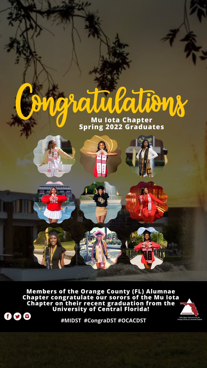OCACFLDST's tweet photo. Congratulations to the members of the (@midst1975) who recently graduated from the University of Central Florida.โ
โ
#MuIota #CongraDST #Classof2022 #UCFKnights #OCACDST #SRDST #dstinc1913 #CommittedBeyondCollege โ
โ
@dstinc1913 @southerndst1913 @dstsouthernrr https://t.co/InK84g9nxo