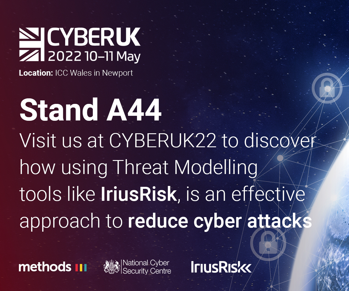 MethodsDigital's tweet image. Any application or system must be designed to withstand attacks. Establishing the security requirements is complex. Attackers think and act differently from developers and users. Swing by our stand A44 to find out about @IriusRisk #threatmodelling software

#CYBERUK22