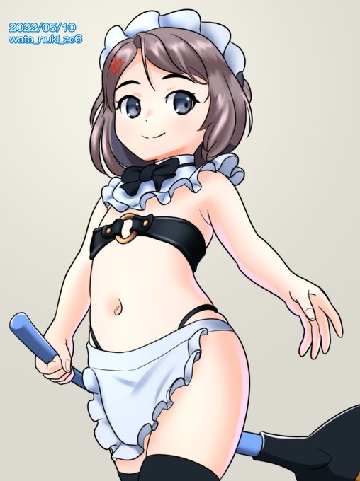 #艦これ版深夜の真剣お絵描き60分一本勝負
#艦これ版真剣お絵描き60分一本勝負_20220510 
#メイドの日 
みとマイクロビキニ(?)メイドmode。 