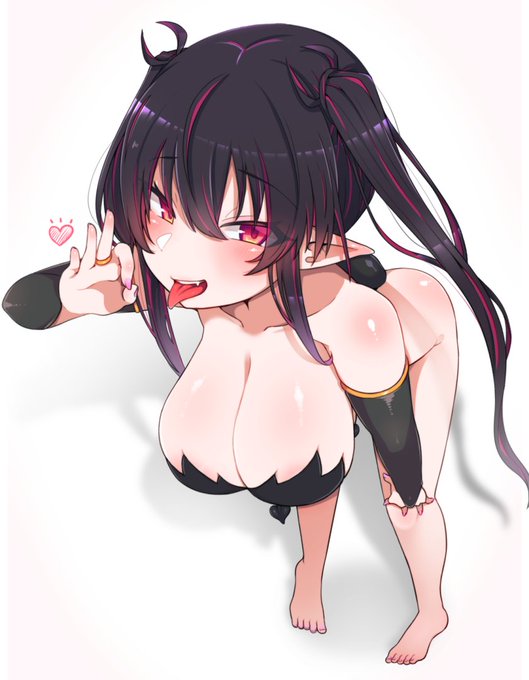 メスガキサキュバスに、エアフェラで挑発されたい絵です、。 