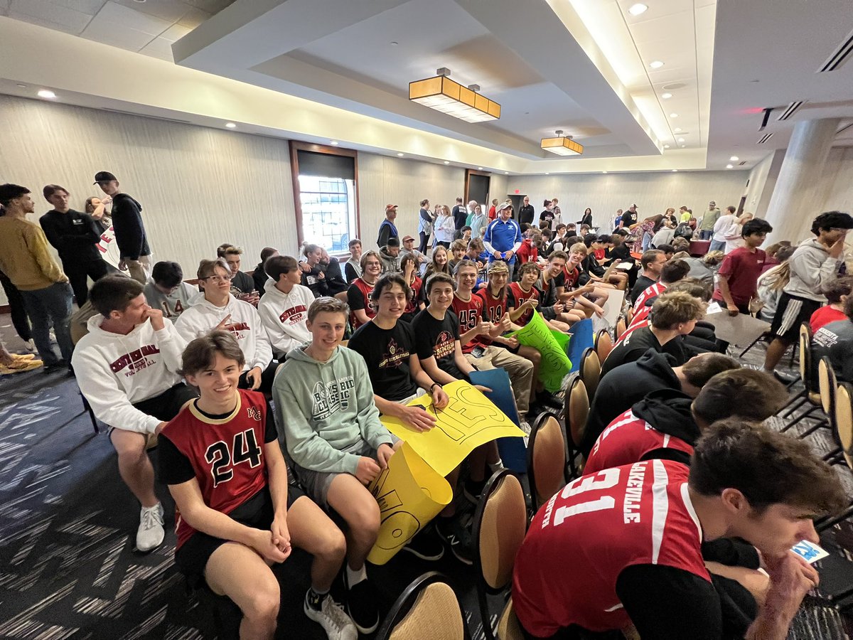 crimson_vb's tweet photo. Bringing energy, excitement and anticipation to the rep assembly sanction vote on Boys Volleyball this morning by the @MSHSL!

#MSHSL #VoteYesMnBoysVb https://t.co/ALeBmwHldz