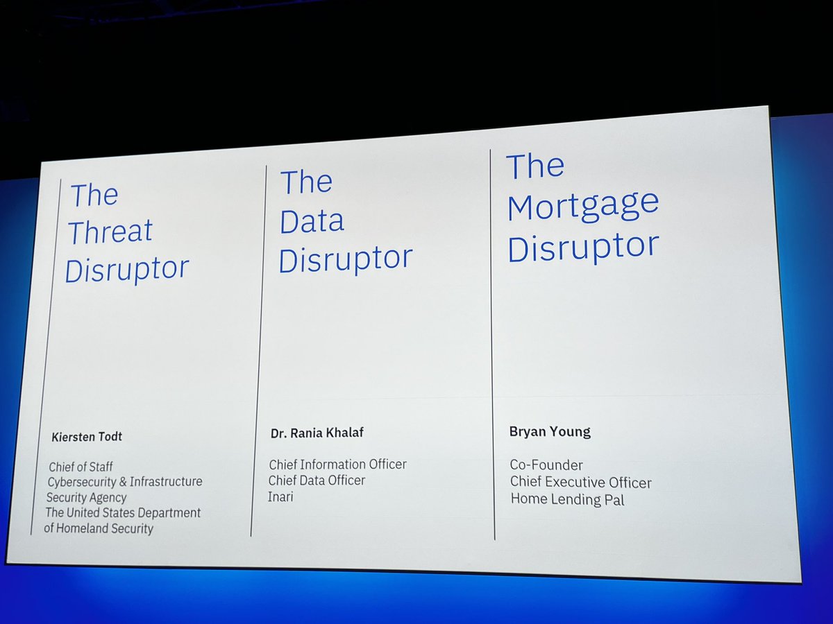 Krewell's tweet image. IBM and the disrupters at #Think2022 talking security, data, and finance.
