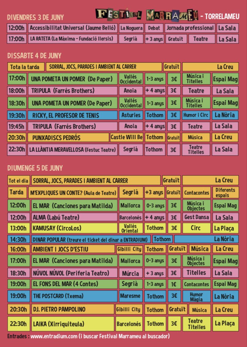 EXTRA, EXTRA ! 

Us presentem la programació d’enguany !!
*Entrades a la venda el 16 de Maig !!

#emoció

Gràcies <a href="/AjuntTorrelameu/">Ajunt Torrelameu</a> i <a href="/FESTUCteatre/">FESTUC TEATRE</a> per fer-ho possible.

I gràcies pel suport <a href="/DiputacioLleida/">Diputació de Lleida</a> <a href="/icec_cat/">Empreses culturals</a>  <a href="/IEILleida/">INSTITUT D'ESTUDIS ILERDENCS</a> <a href="/EscenaFamiliar/">EscenaFamiliar</a>