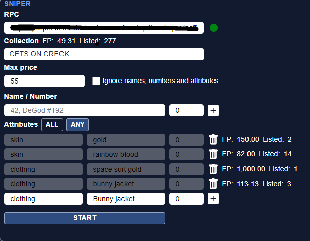 SolViewDapp's tweet image. Remember that our sniping bot is open to public for now, you just need a private rpc.

It is very easy to setup the bot, you just have to put the attributes directly in the bot, it will even tell you the floor price and the listing count 🤙

sol-view.com/app/sniper
