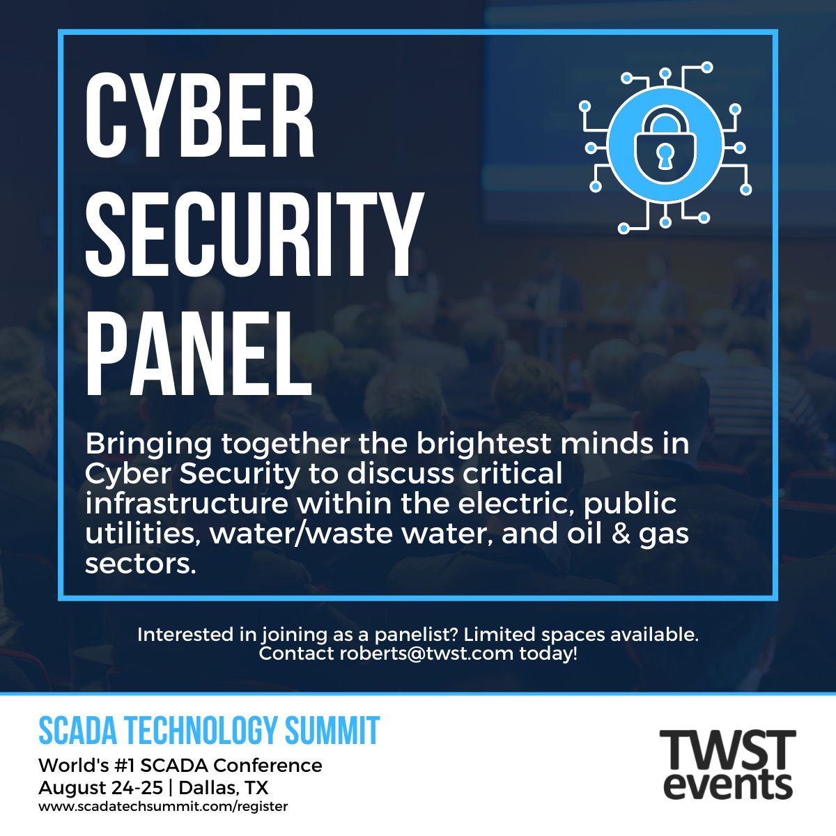 SCADATechSummit's tweet image. With ransomware attacks and cybersecurity threats on the rise, it is critical for businesses to be prepared.
Contact roberts@twst.com to join @SCADATechSummit Cyber Security Panel! lnkd.in/dswVa58

#SCADA #SCADATech2022 #SCADATechnology #SCADATechSummit