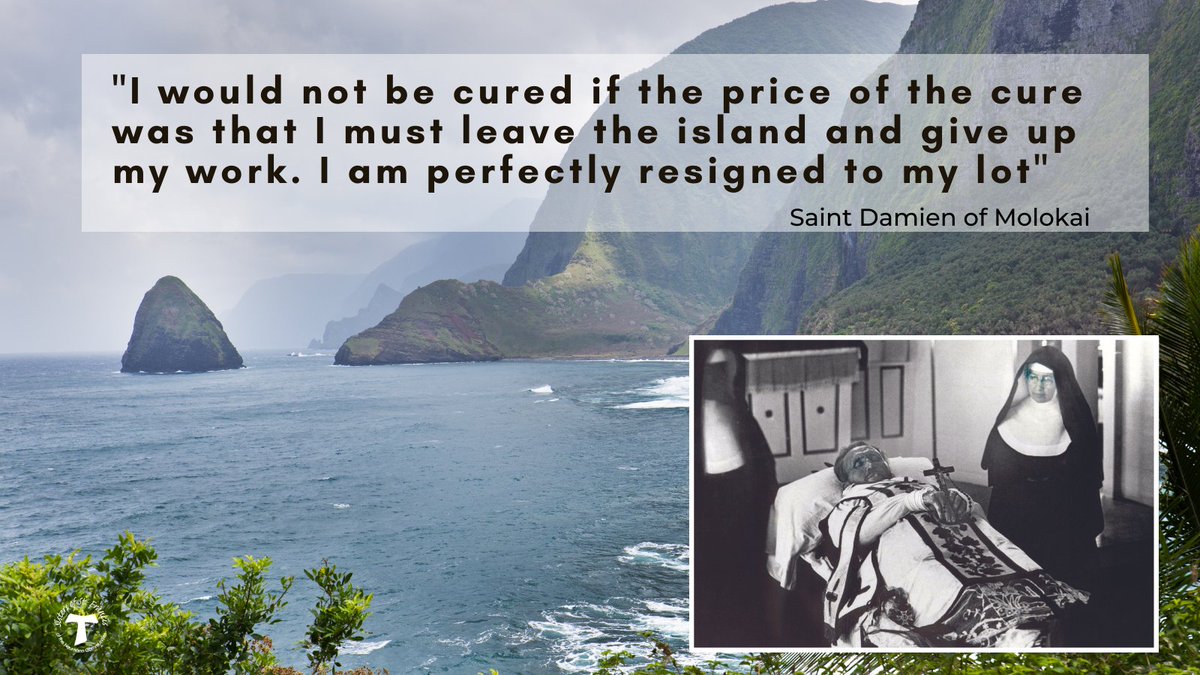 OSF_sisters's tweet photo. Today we celebrate the feast of St. Damien of Molokai. He is the patron saint of leprosy and outcasts. We remember St. Damien for his unceasing care for the victims who suffered from Hansen's disease (leprosy) on the Island of Molokai. #stdamien https://t.co/23hTLXjz95