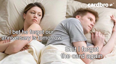 cardbro_'s tweet photo. Your friendly reminder that your anniversary is coming up. Your partner won't be as friendly if you forget. #CardBro #CardBuyingMadeEasy #HappyAnniversary #Anniversary #AnniversaryGifts https://t.co/M3zLVhr4lV
