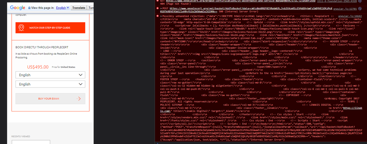 chagwood's tweet photo. @PeopleCert FYSA - Your website bombs when trying to buy an ITILv4 exam https://t.co/orV3CeEUPP