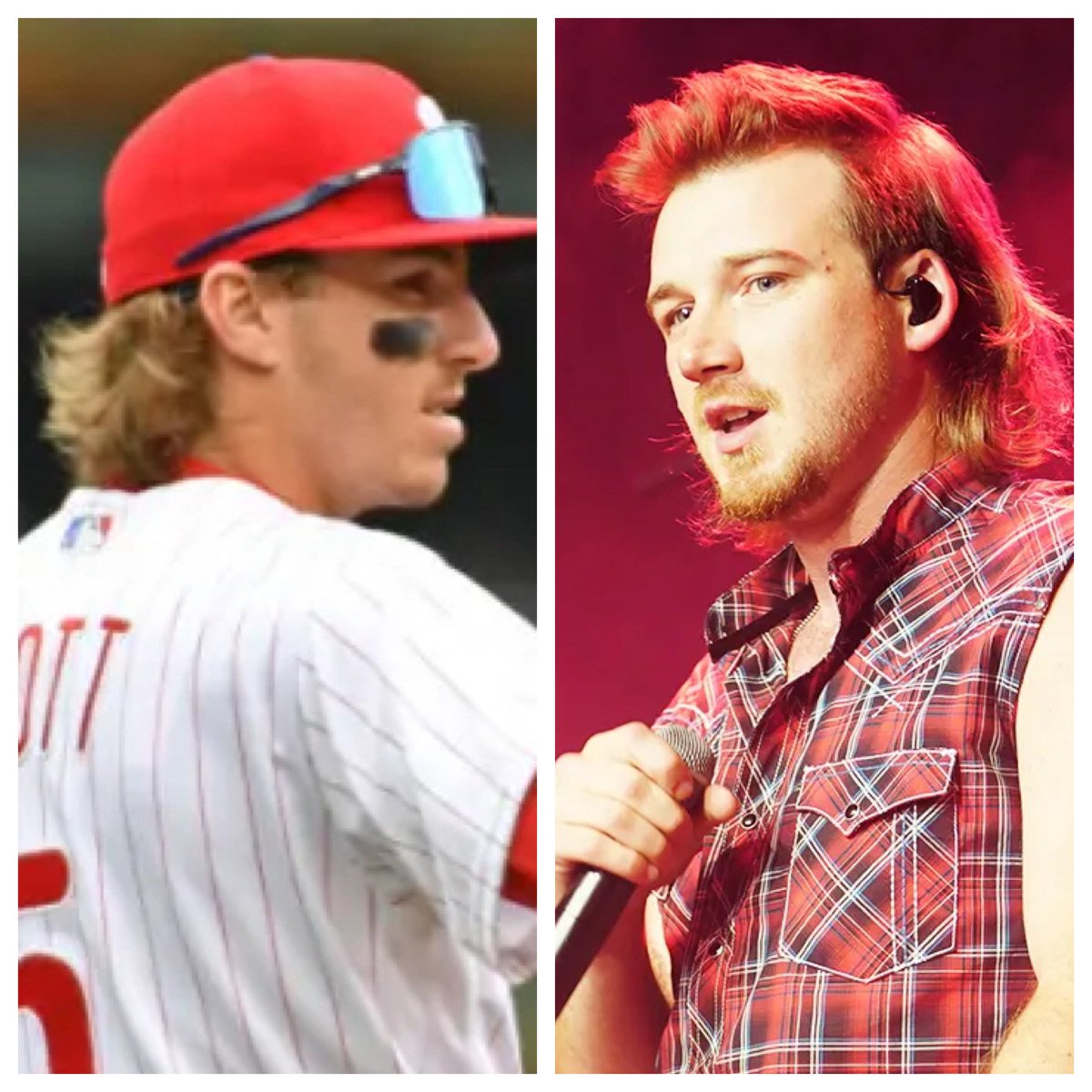 Opinion: <a href="/Phillies/">Philadelphia Phillies</a> shortstop <a href="/bryson_stott10/">Bryson Stott</a> and country singer <a href="/MorganWallen/">morgan wallen</a> are the same person. Check out this side by side! #phillies #MLB #countrymusic #morganwallen #brysonstott