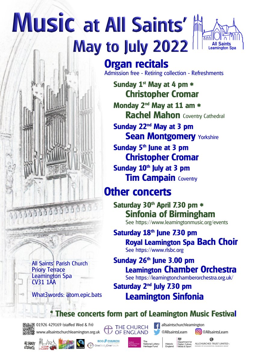 Over the next months we have a number of concerts and organ recitals. 

Take a look at the list and put them into your diary so you don't miss out!

#LoveLeam #Leamington #Concerts #ThingsToDo