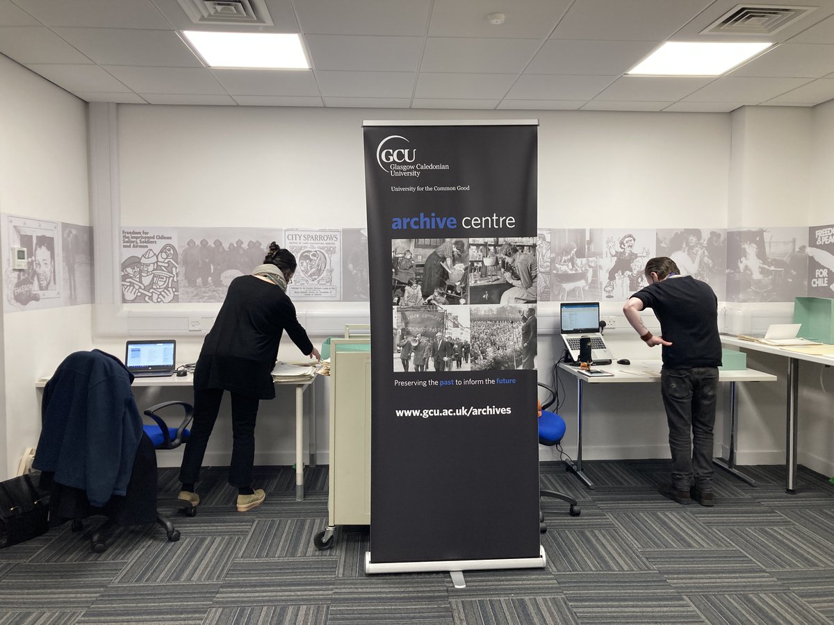 GCUArchives's tweet photo. A rare team full house in the reading room today - Simon's doing some #preservation work while #archivist Heather is working on #cataloguing for the Heatherbank Social Work Collection #ArchivistAtWork. https://t.co/WFMX07QauS