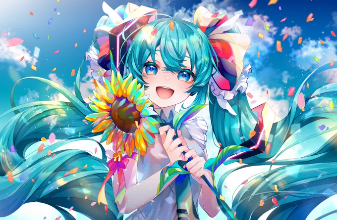 #同じ人が描いたとは思えない絵を貼る 
初音ちゃん! 