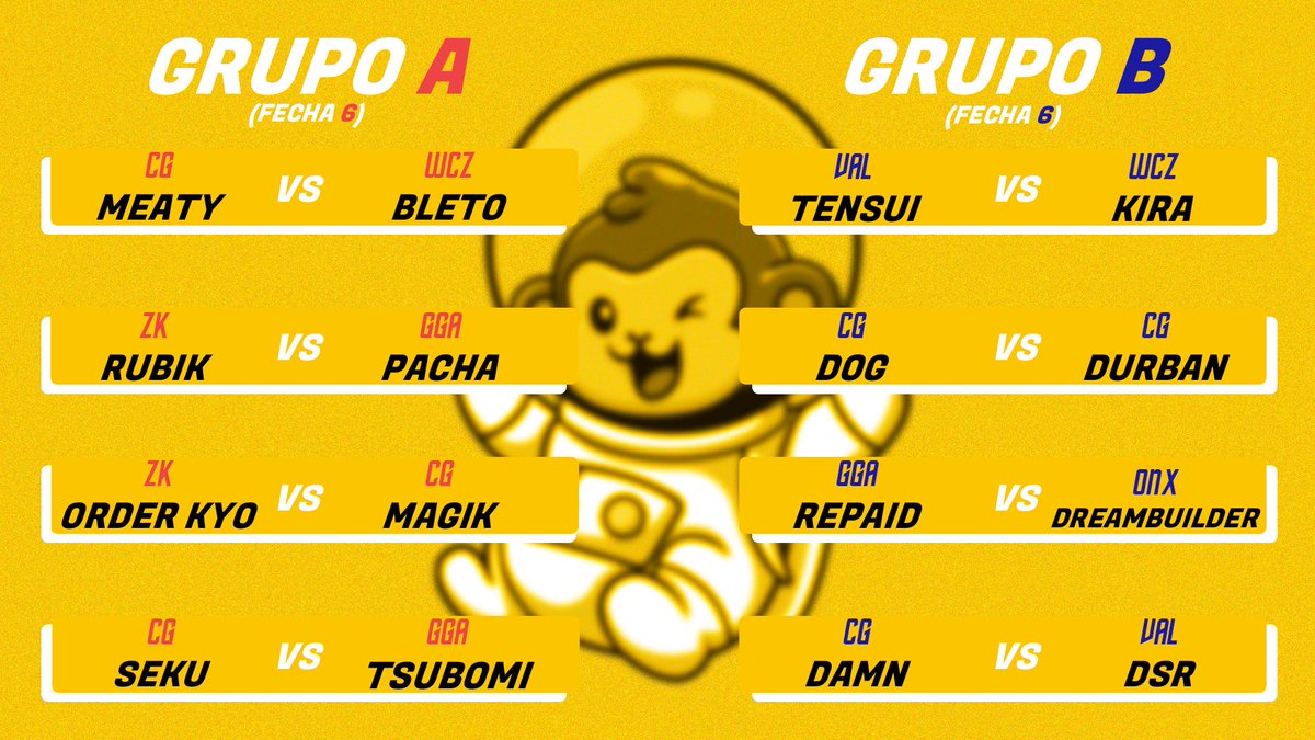 Ya entramos en la penultima fecha de la #ChangosLeague 🏆! Esta semana tenemos matches sumamente importante para la definición de los grupos!! 😱

#SePika 💛🤍🖤