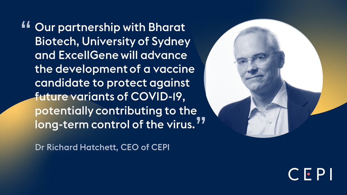 CEPIvaccines's tweet photo. The threat of new troublesome variants emerging that might evade our current vaccines is real, so investing in variant-proof vaccines is a global health security imperative.

Find out more our new partnership @BharatBiotech @Sydney_Uni @ExcellGene▶️https://t.co/47xGFJffrE https://t.co/WZjEeTelVG