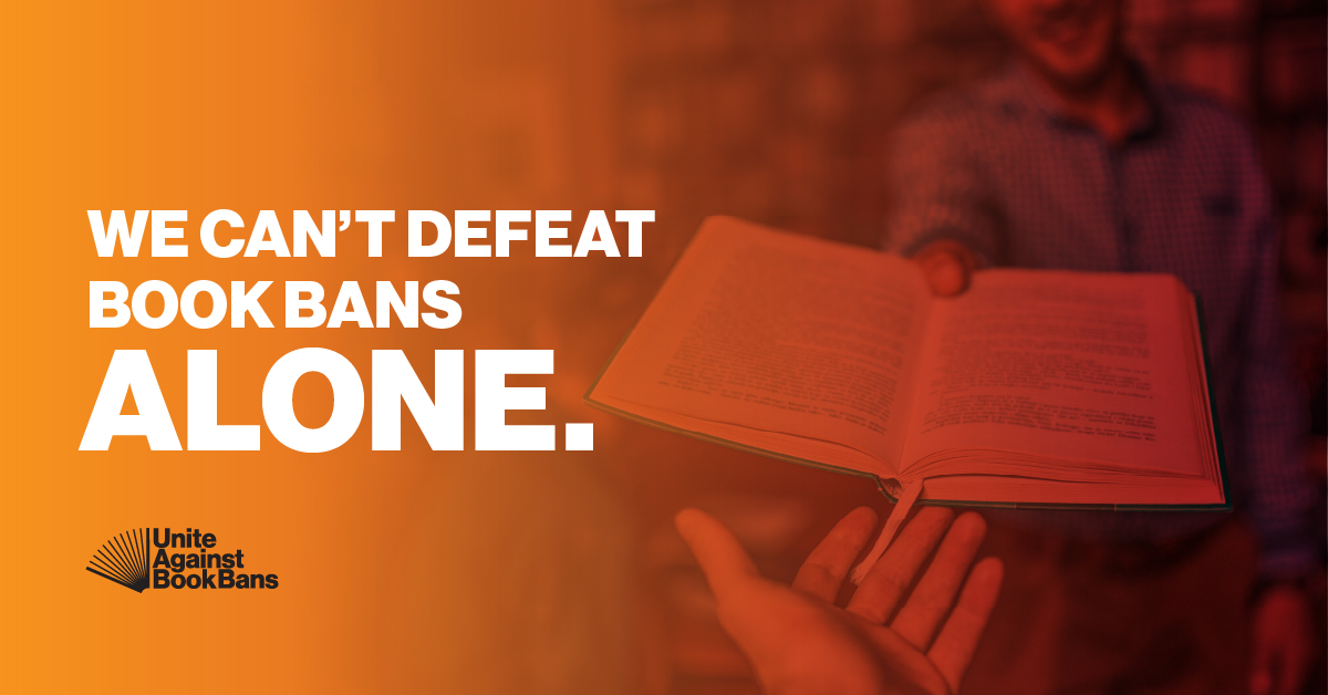 Individuals should be trusted to make their own decisions about what to read. That’s why 26 national organizations have joined forces to #UniteAgainstBookBans: ala.org/news/press-rel…. But we can't do it alone. Want to defeat book bans? Sign your name: uniteagainstbookbans.org.