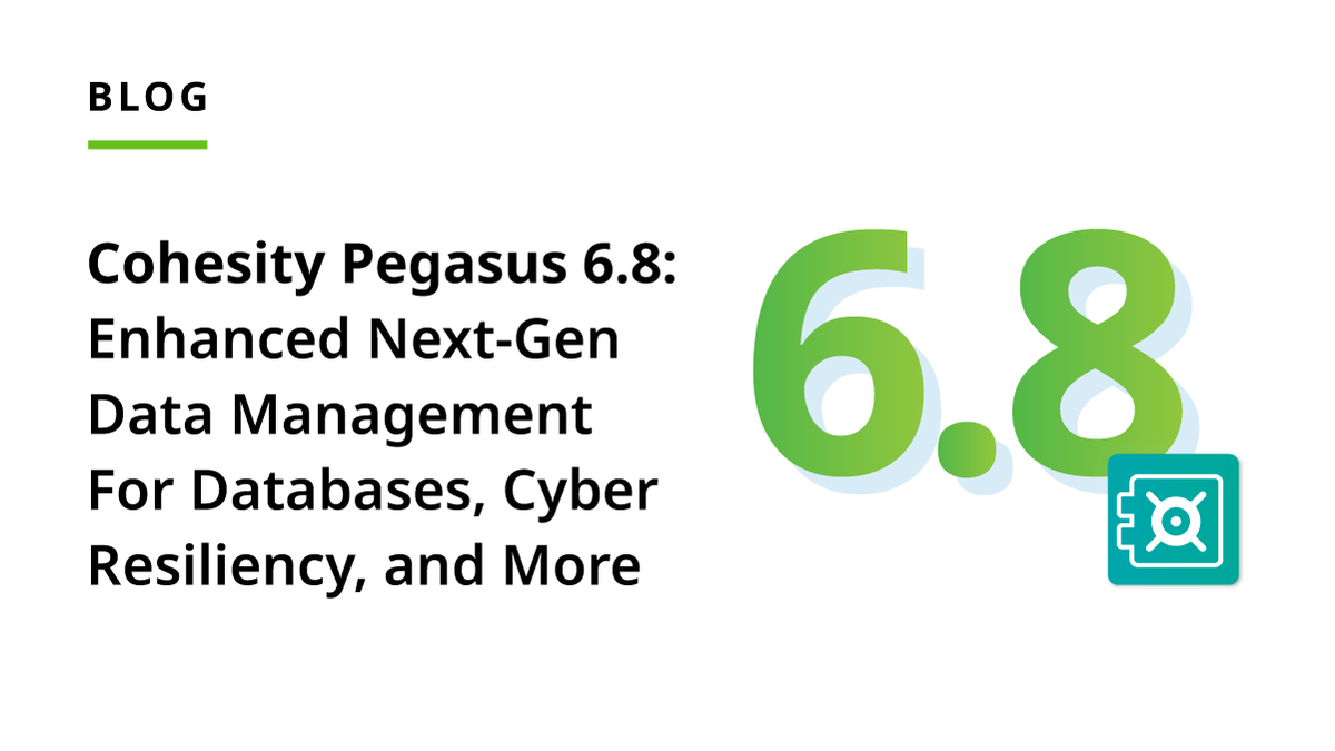 Cohesity's tweet image. #Ransomware, cloud, &amp;amp; database challenges make #datamanagement &amp;amp; protection more complex &amp;amp; costly.

With Pegasus 6.8, many of these challenges are addressed through more database support, expanded cyber resiliency capabilities &amp;amp; simplified management: cohesity.co/3P7foZ7