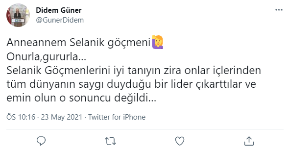 omerdumgiriz's tweet image. İyip Çanakkale Belediye Meclis Üyesi, Lion Didəm Günər:

"Anneannem Selanik göçmeni"