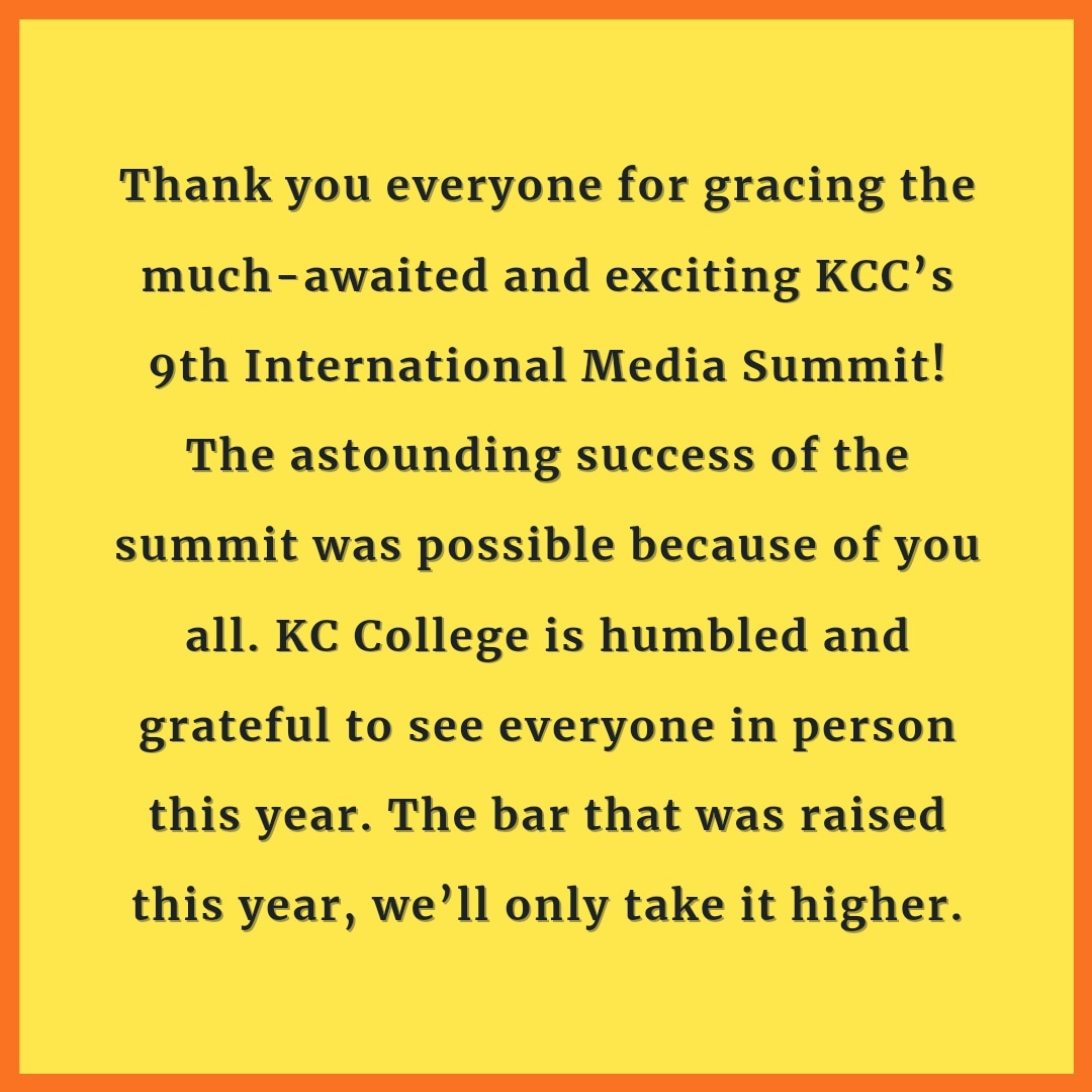 kccmediasummit's tweet photo. With this, we mark an end of our 9th media summit at KC. Sincerely grateful to everyone who participated and worked hard to make this one a great success. Hoping to see you in bigger numbers next year. Thank You. Signing off.
#TrinityOfTomorrow
#KCCMediaSummit2022
#research https://t.co/KPDYYpCep8