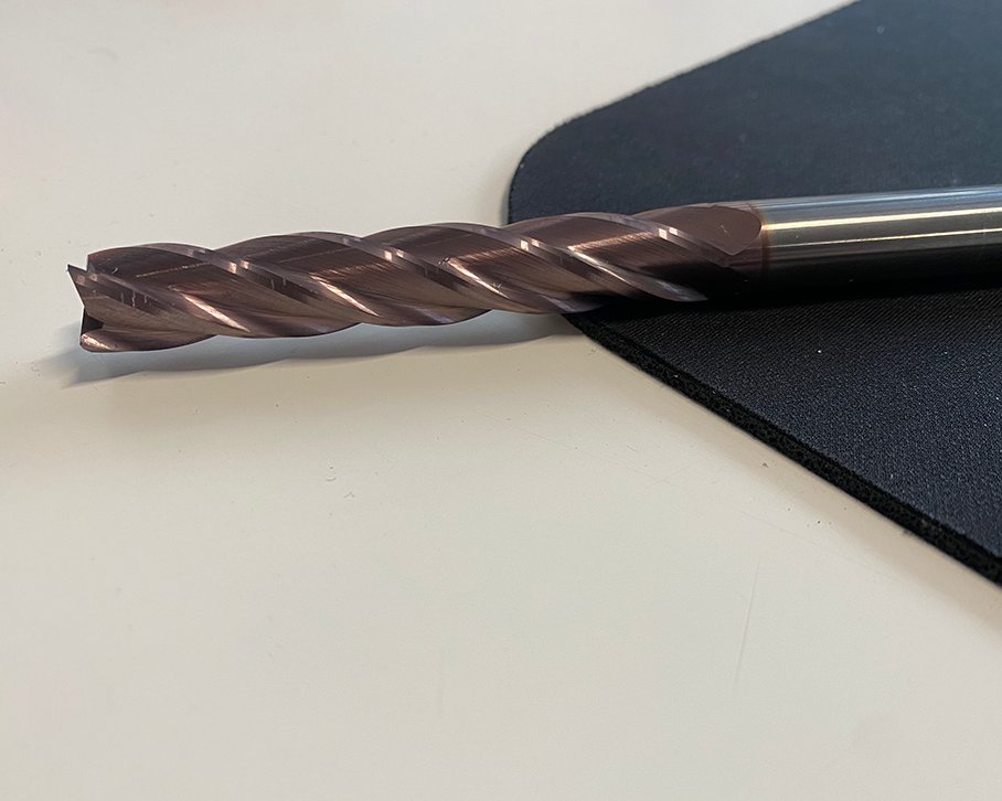 Absolute beauty of a carbide end mill 🔩 ready to help parts come to life ✨ #rapidtpc #carbonfiber #composites #thermoplasticcomposites #thermoplastic #sustainability #endmill #carbide #mill #CNC #CNCmill