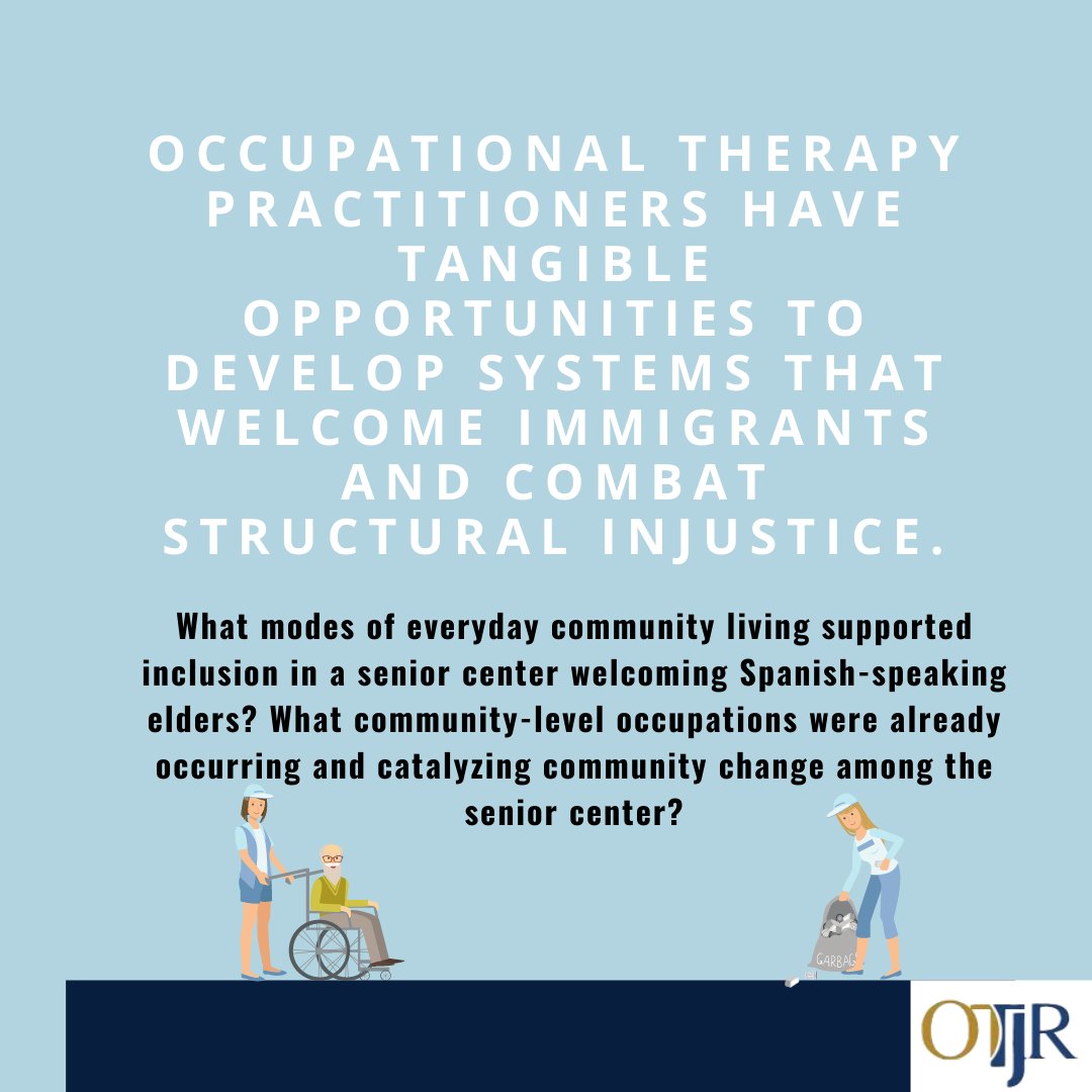 OTJRJournal's tweet photo. @ryan_lavalley (cohost of #DrthOTspodcast) explores community occupation of a senior center & how it contributed to or hindered #inclusion of #Spanishspeaking elders in a community center @UNC_AHS #OTTalkTuesday #OT #crosscultural #OTresearch #CBP
https://t.co/eFAWNmLdx2 https://t.co/gjzWp6F2XH