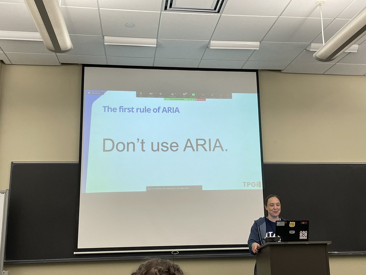 caROL_yOp's tweet image. #accessU @racheleditullio explaining the first rule of ARIA.